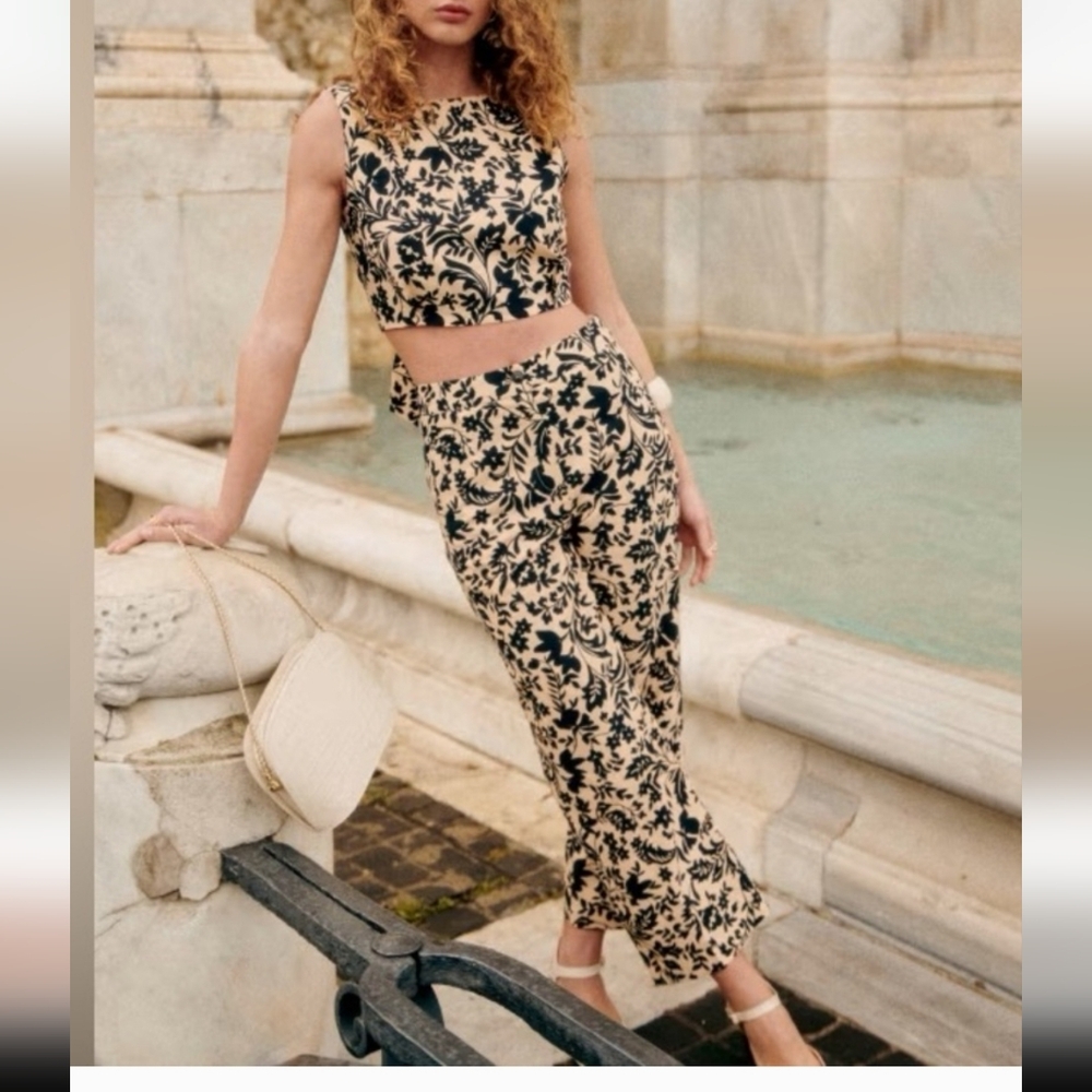 Sezane Martin Crop Trousers Nora Print - Size 4